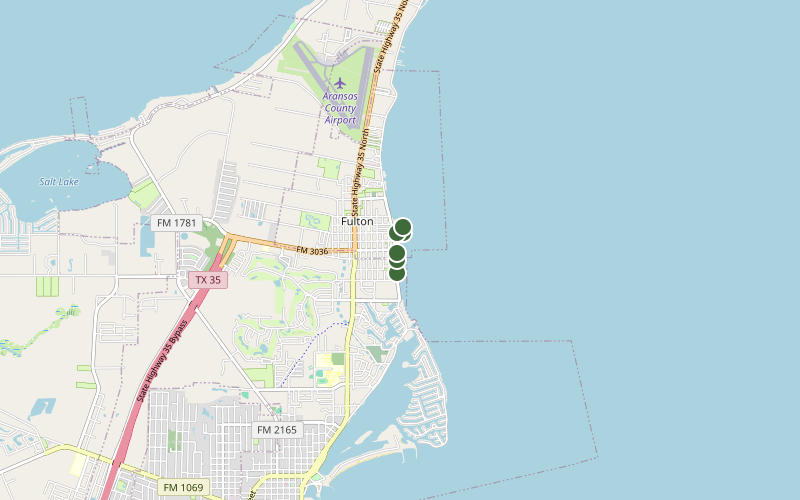 Map of the Fulton bait stops, numbered south to north along Fulton Beach Road